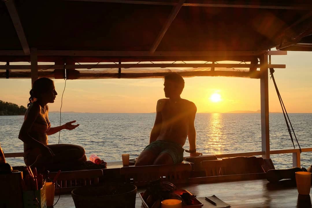 Ratu Laut guests as sun sets